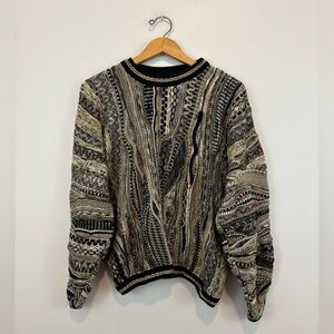 Vintage Tundra Canada Sweater / Textured 3D Coogi Style / XL